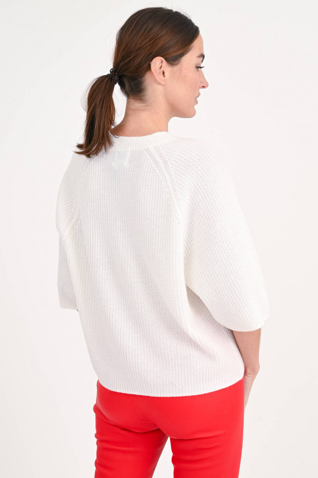 Allude Pullover aus Cashmere mit Rippenmuster in Creme