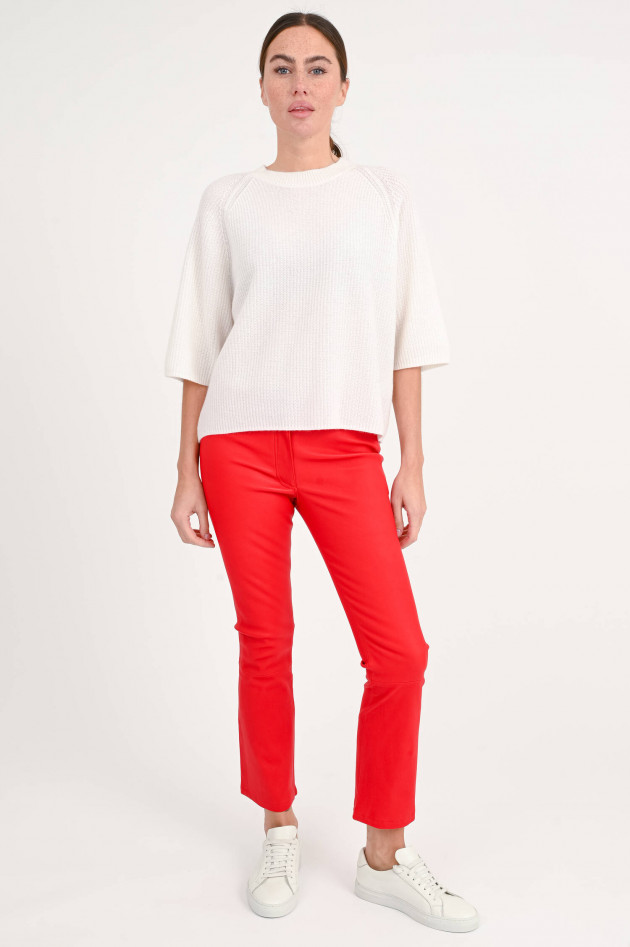 Allude Pullover aus Cashmere mit Rippenmuster in Creme
