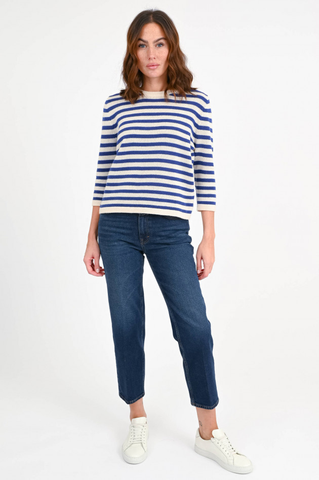 Allude Gestreifter Pullover in Blau/Natur