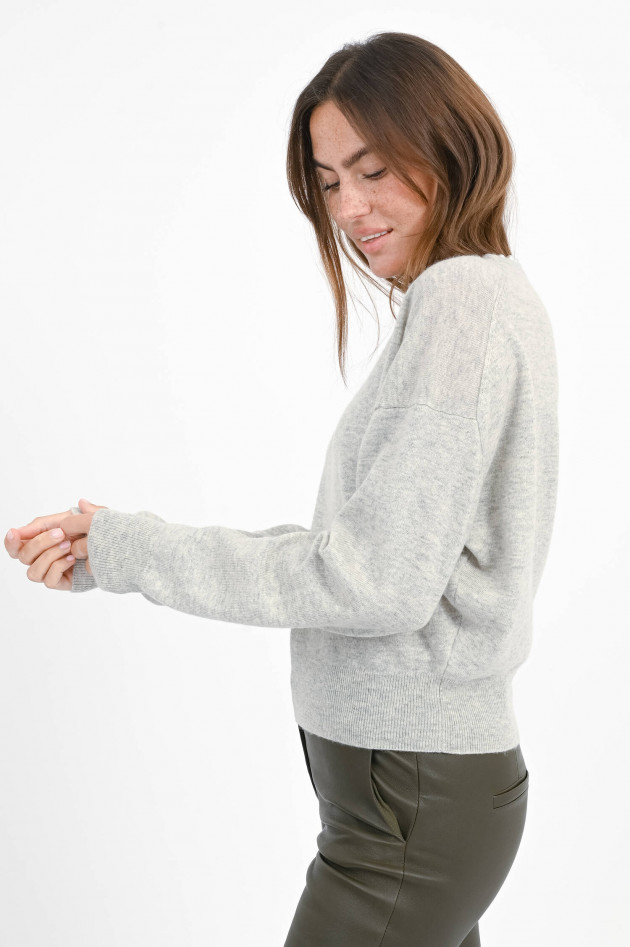 Allude Woll-Cash-Mix Pullover mit Perlen in Hellgrau