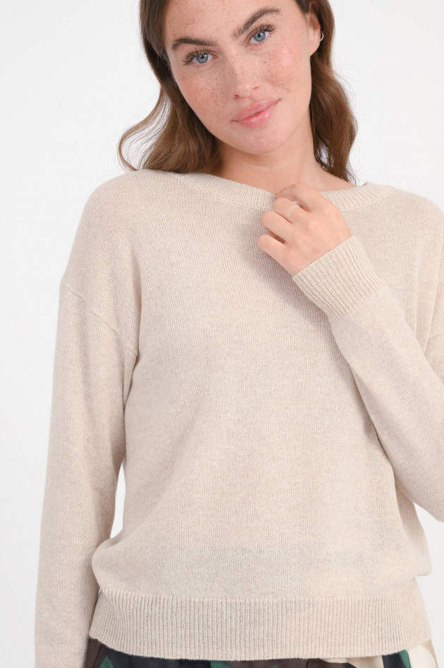 Allude Cashmere-Pullover mit U-Boot-Ausschnitt in Beige