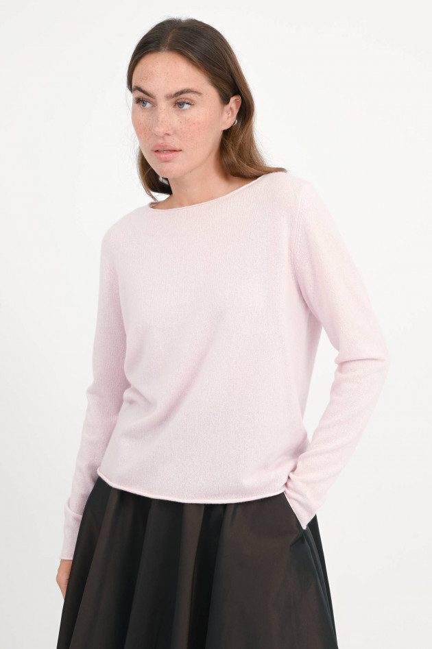 Allude Cashmere-Pullover mit Rollsaum in Rosa