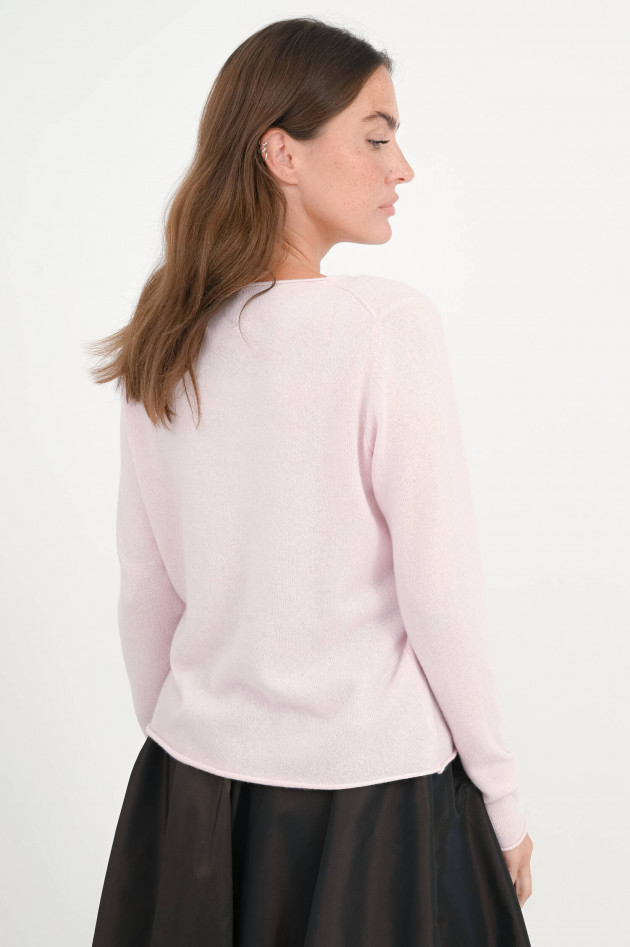 Allude Cashmere-Pullover mit Rollsaum in Rosa