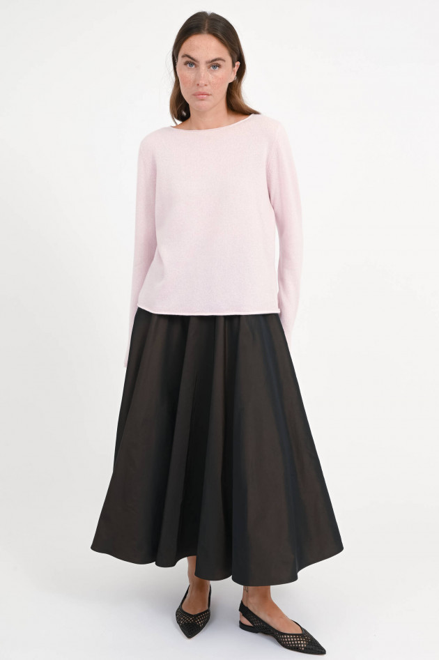 Allude Cashmere-Pullover mit Rollsaum in Rosa
