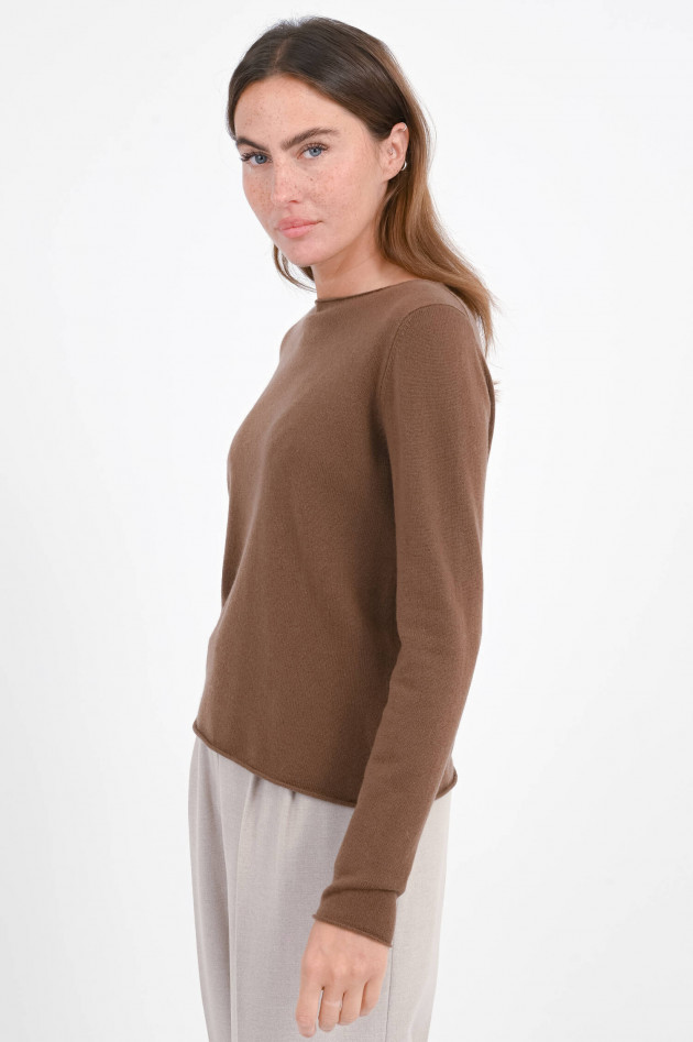 Allude Cashmere-Pullover mit Rollsaum in Zimt