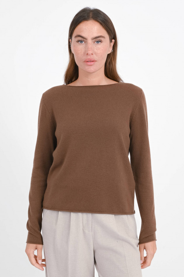 Allude Cashmere-Pullover mit Rollsaum in Zimt
