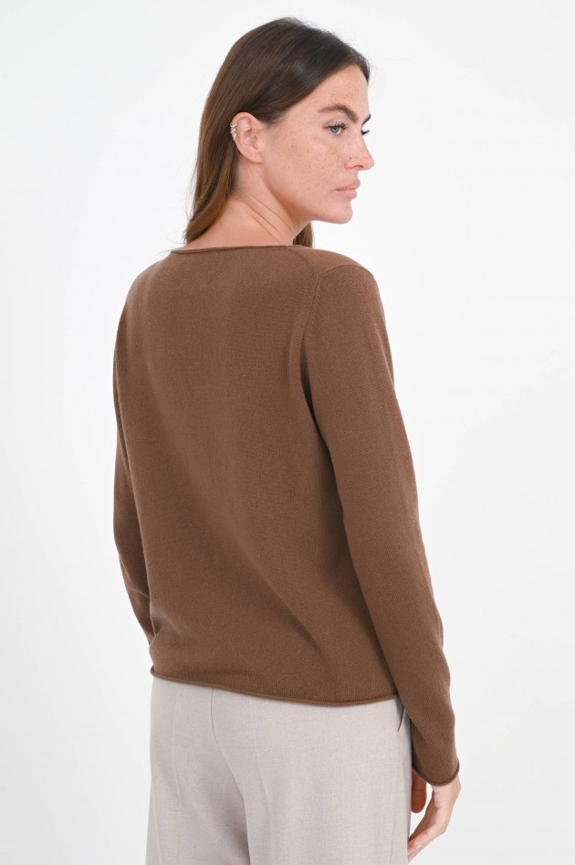 Allude Cashmere-Pullover mit Rollsaum in Zimt