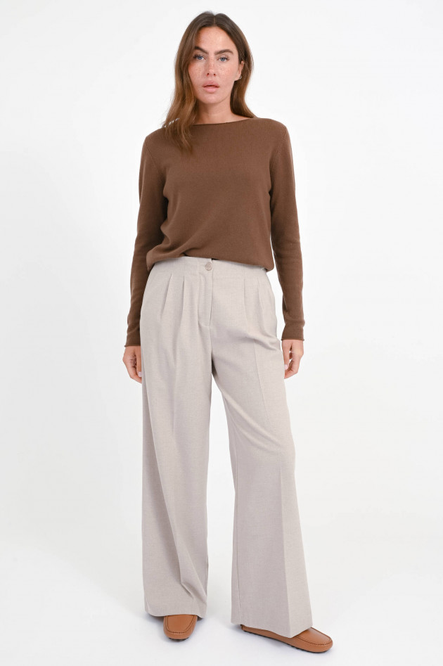 Allude Cashmere-Pullover mit Rollsaum in Zimt