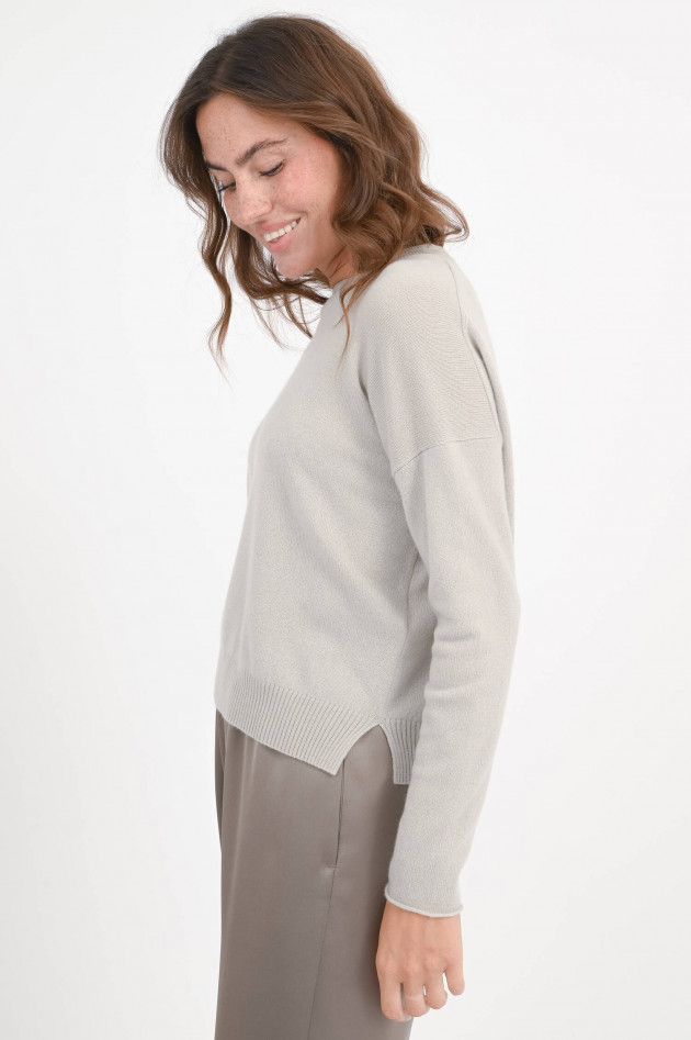 Allude Cropped-Cashmere-Pullover in Salbeigrau