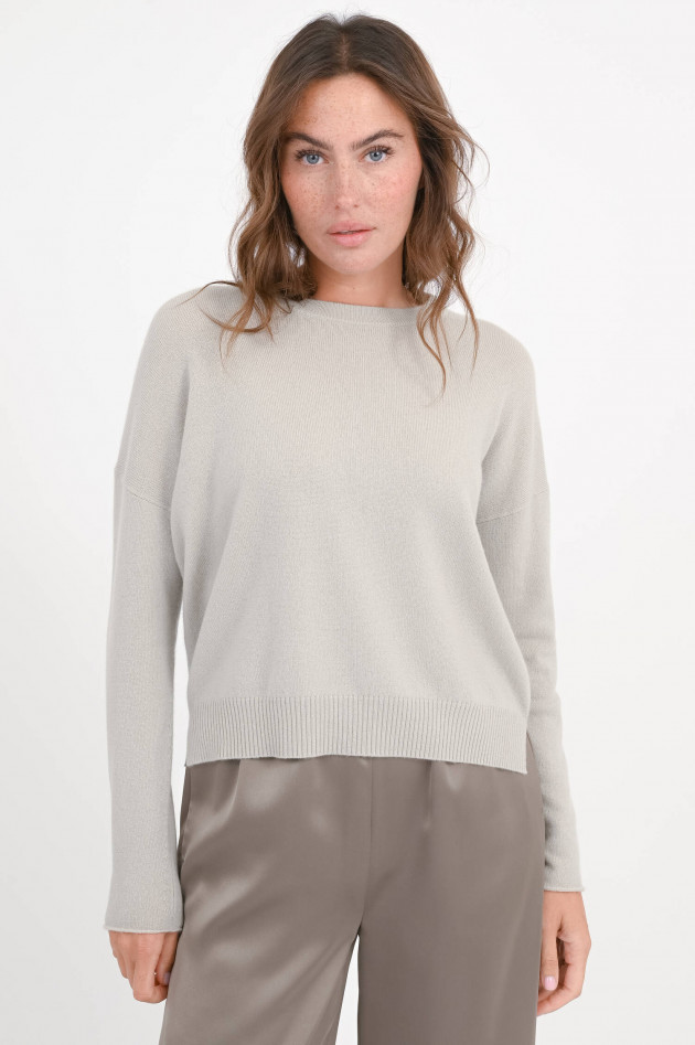 Allude Cropped-Cashmere-Pullover in Salbeigrau