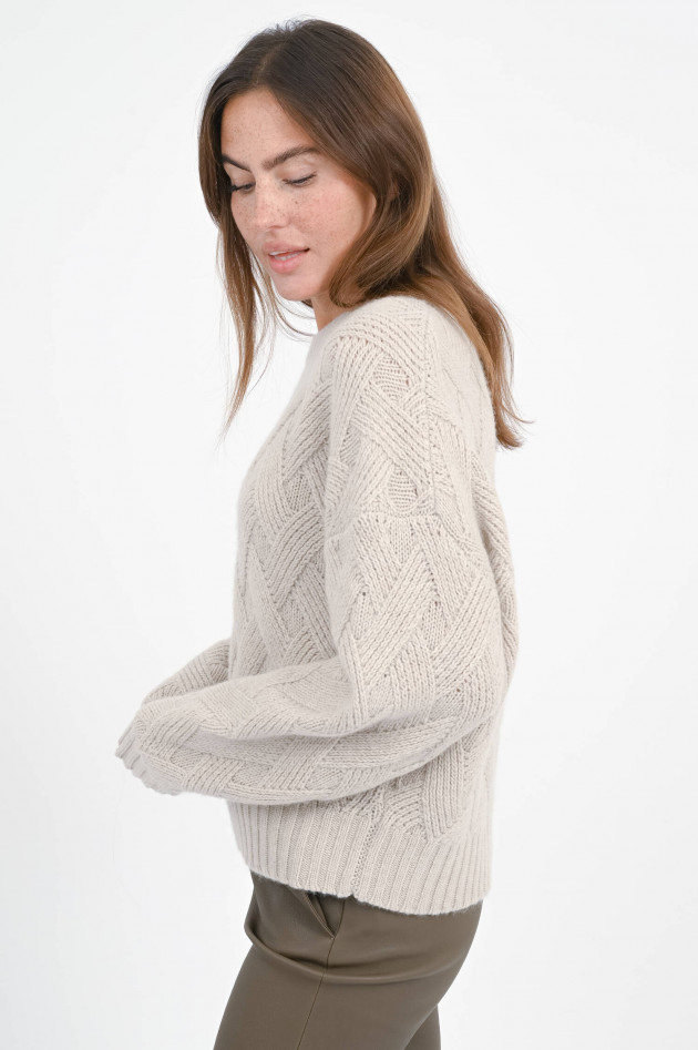 Allude Zopfstrick-Pullover in Natur meliert