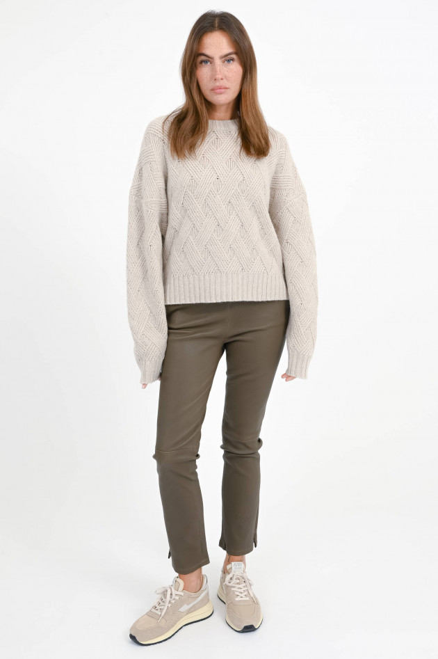 Allude Zopfstrick-Pullover in Natur meliert