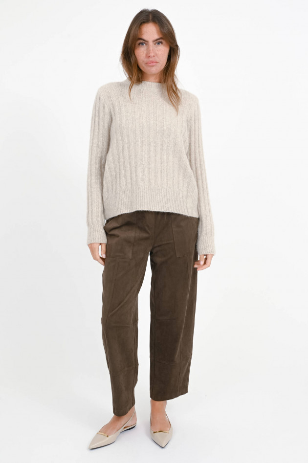 Allude Cashmere-Seiden-Mix Pullover in Beige meliert