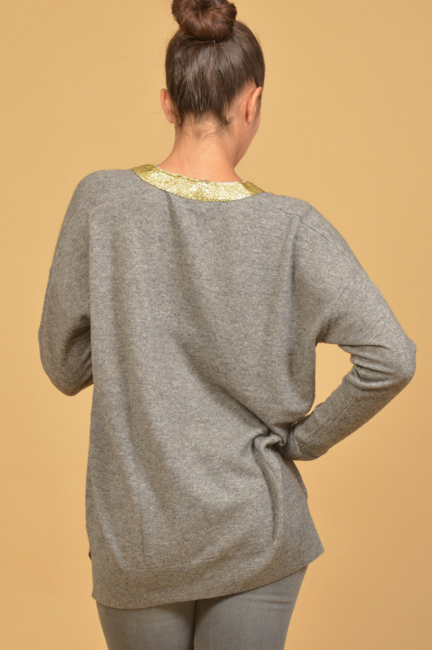 Allude Pullover mit Paillettenbesatz in Grau