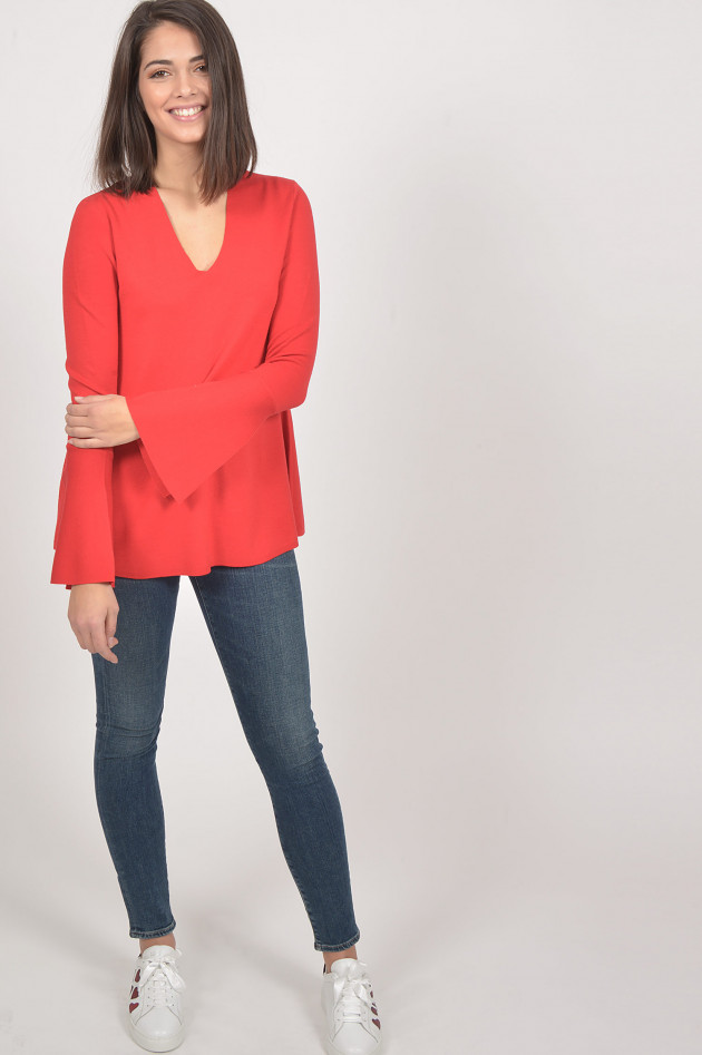 Allude Pullover mit Trompetenarm in Rot