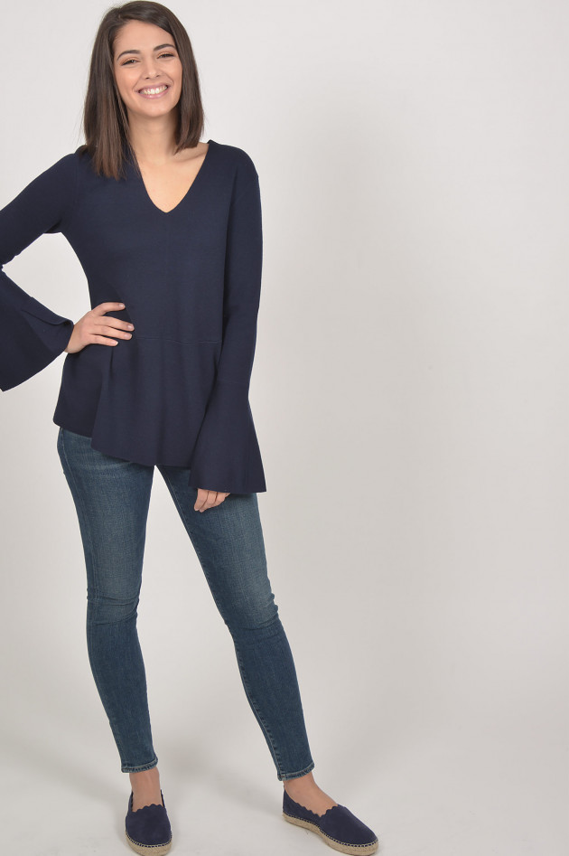 Allude Pullover mit Trompetenarm in Blau