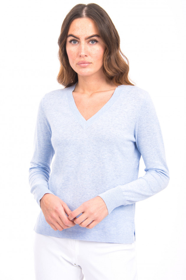 Allude Strickpullover mit V-Ausschnitt in Hellblau