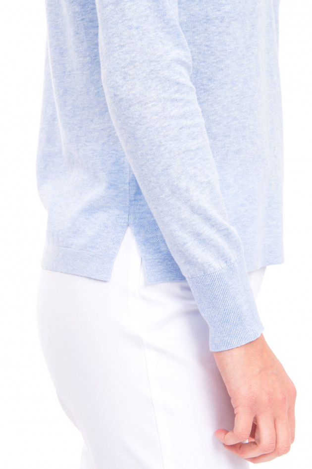Allude Strickpullover mit V-Ausschnitt in Hellblau