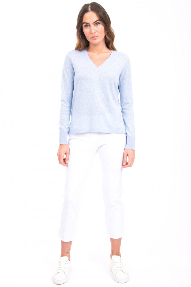 Allude Strickpullover mit V-Ausschnitt in Hellblau