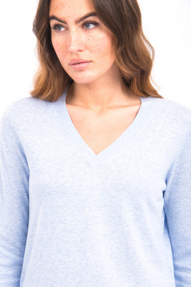 Allude Strickpullover mit V-Ausschnitt in Hellblau