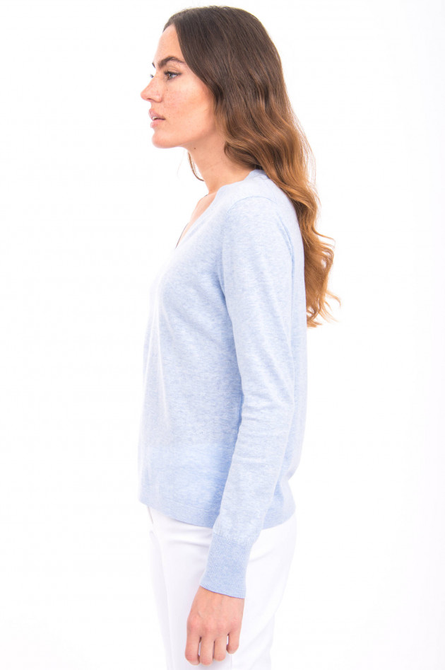 Allude Strickpullover mit V-Ausschnitt in Hellblau