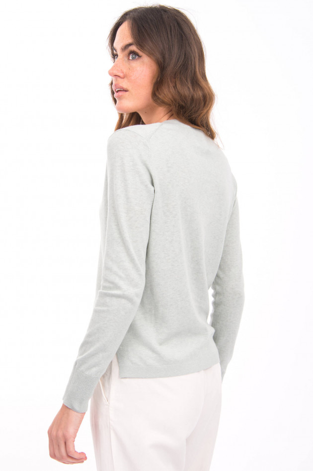 Allude Strickpullover mit V-Ausschnitt in Salbei