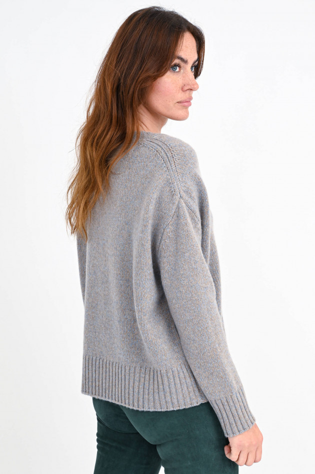 Allude Melierter Pullover aus Cashmere-Mix in Beige/Blau