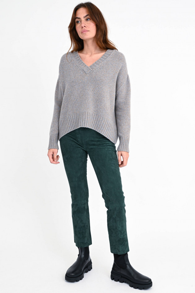 Allude Melierter Pullover aus Cashmere-Mix in Beige/Blau