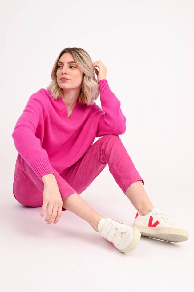 Allude Cashmere Pullover mit V-Ausschnitt in Pink
