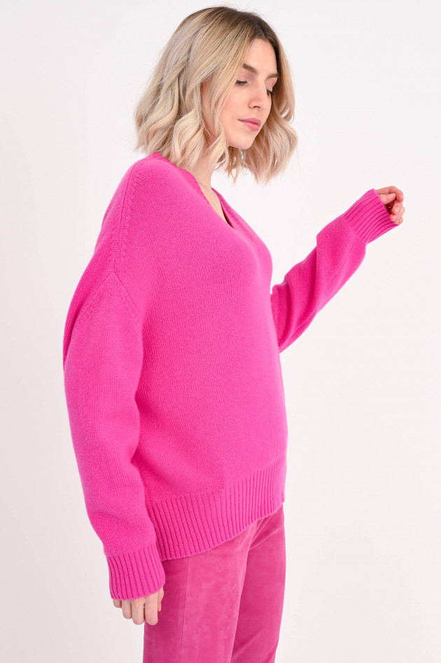 Allude Cashmere Pullover mit V-Ausschnitt in Pink