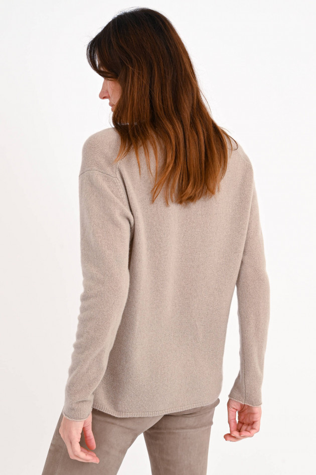 Allude Cashmerepullover mit V-Ausschnitt in Taupe