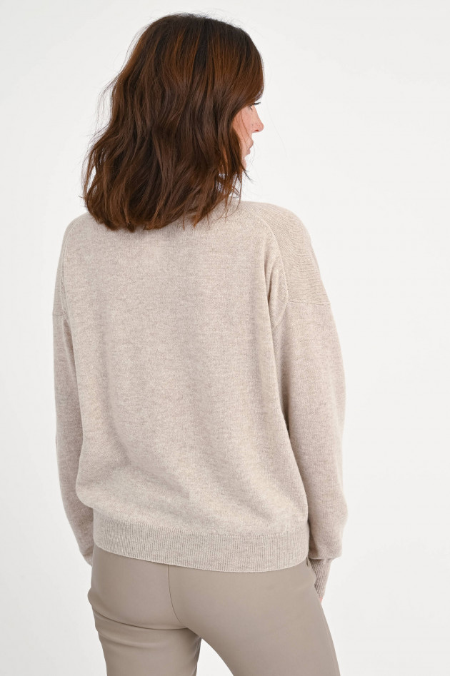 Allude Cashmere-Mix Pullover mit Fansen in Hellbeige