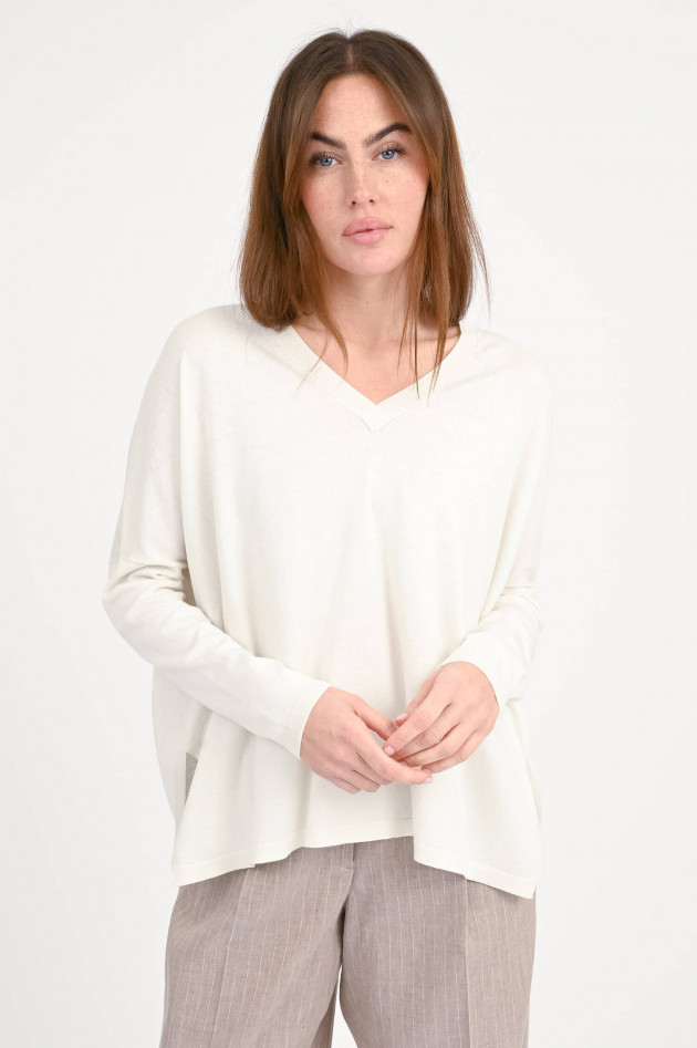 Allude Pullover aus Baumwoll-Seide-Mix in Natur