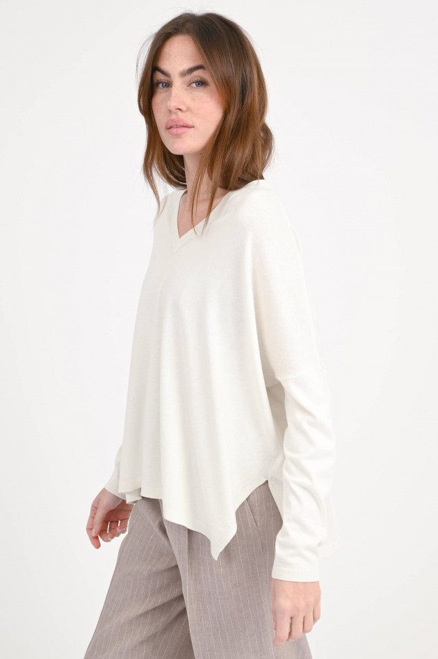 Allude Pullover aus Baumwoll-Seide-Mix in Natur