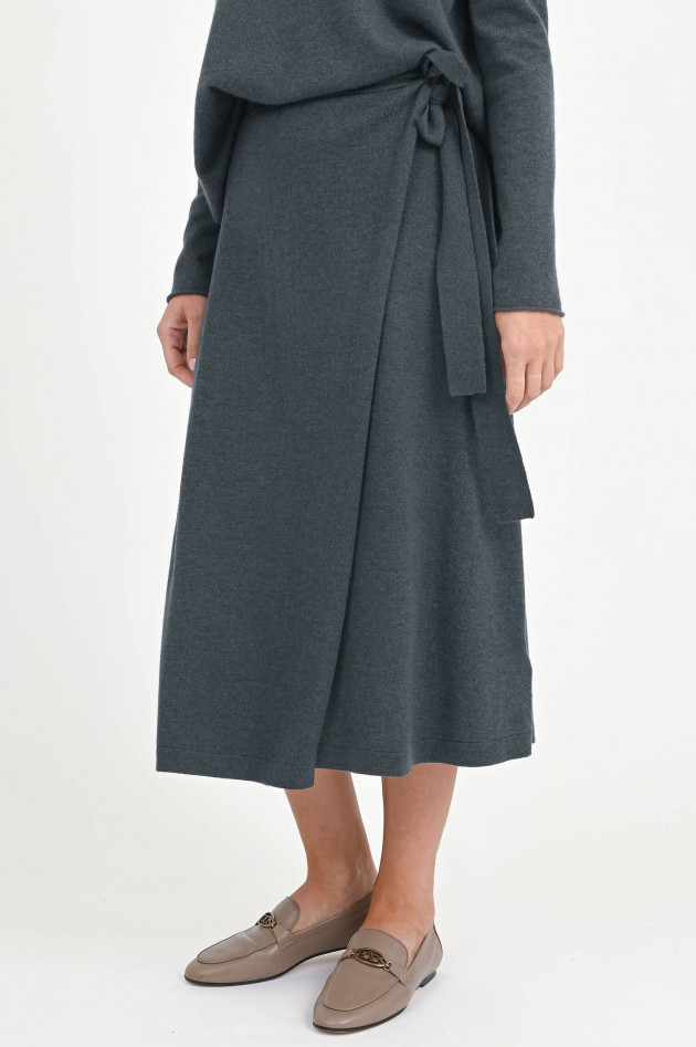 Allude Wickelrock aus Cashmere-Woll-Mix in Graugrün