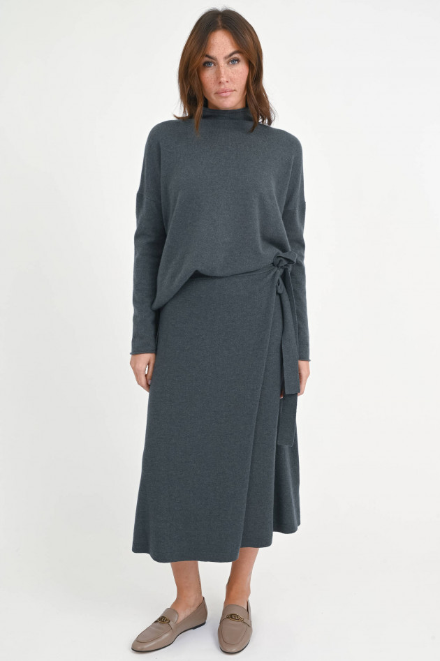 Allude Wickelrock aus Cashmere-Woll-Mix in Graugrün