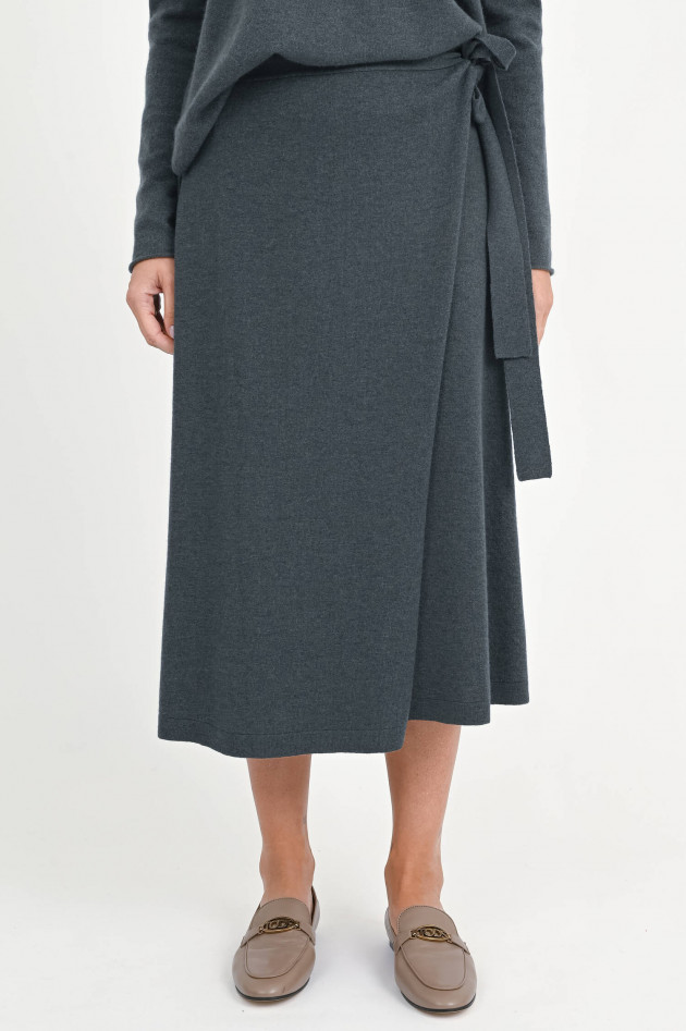 Allude Wickelrock aus Cashmere-Woll-Mix in Graugrün