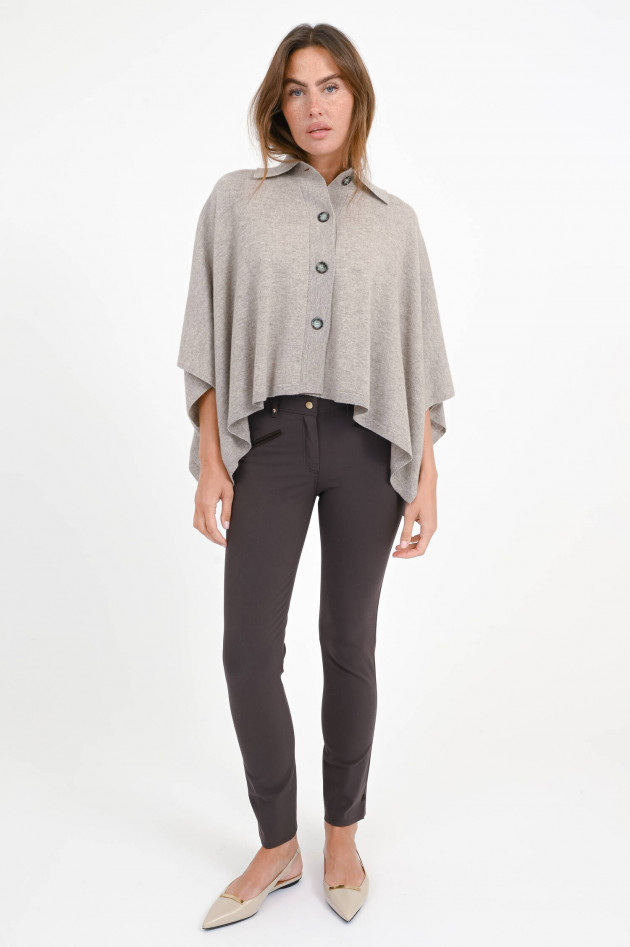 Allude Strick-Cape aus Woll-Cashmere-Mix in Mocha