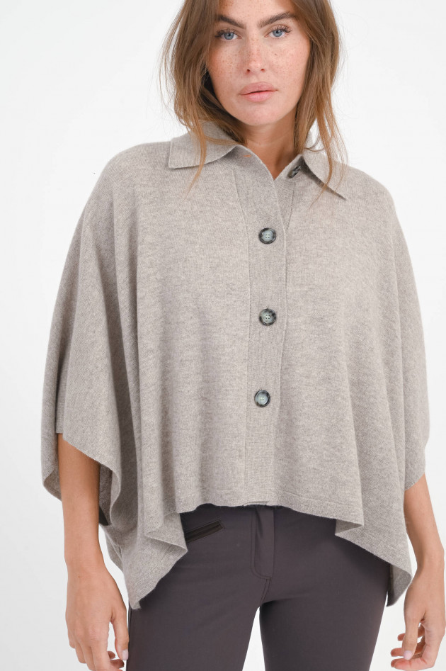 Allude Strick-Cape aus Woll-Cashmere-Mix in Mocha