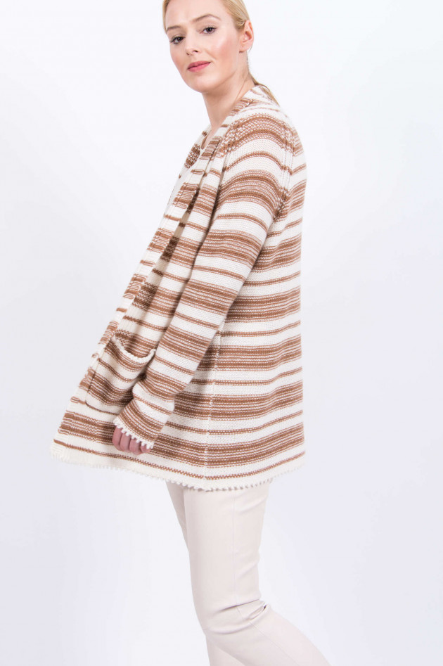 Allude Kaschmircardigan in Camel/Natur gemustert