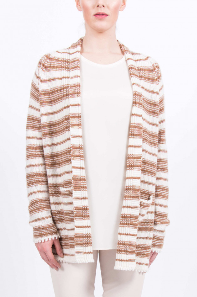 Allude Kaschmircardigan in Camel/Natur gemustert