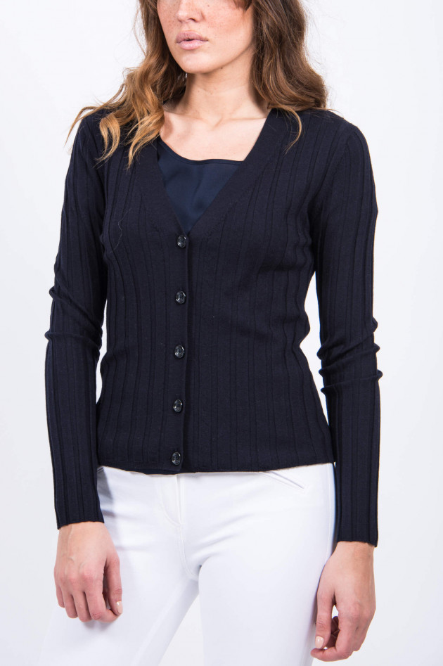 Allude Wolljacke mit Rippstrick-Muster in Navy