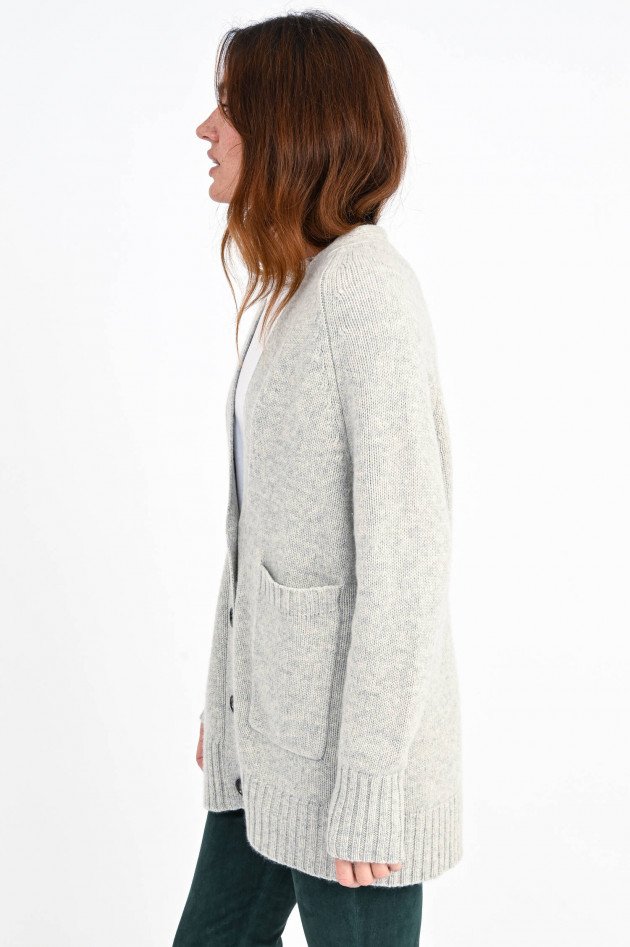 Allude Oversized Strickjacke aus Wollmix in Grau meliert