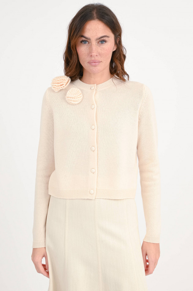 Allude Strickweste mit Blumendetails in Blushing Peach