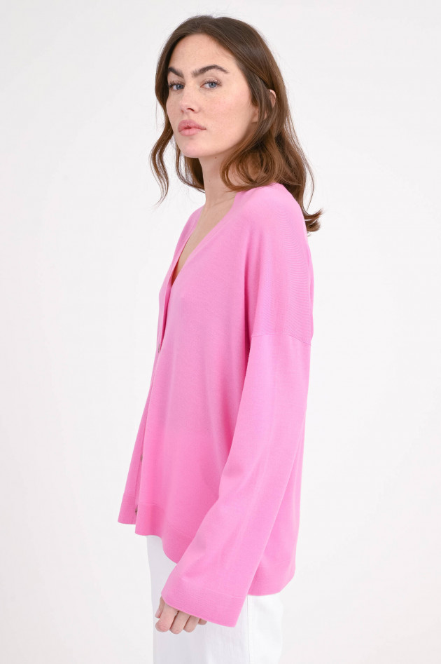 Allude Loose Fit Cardigan in Candy Pink
