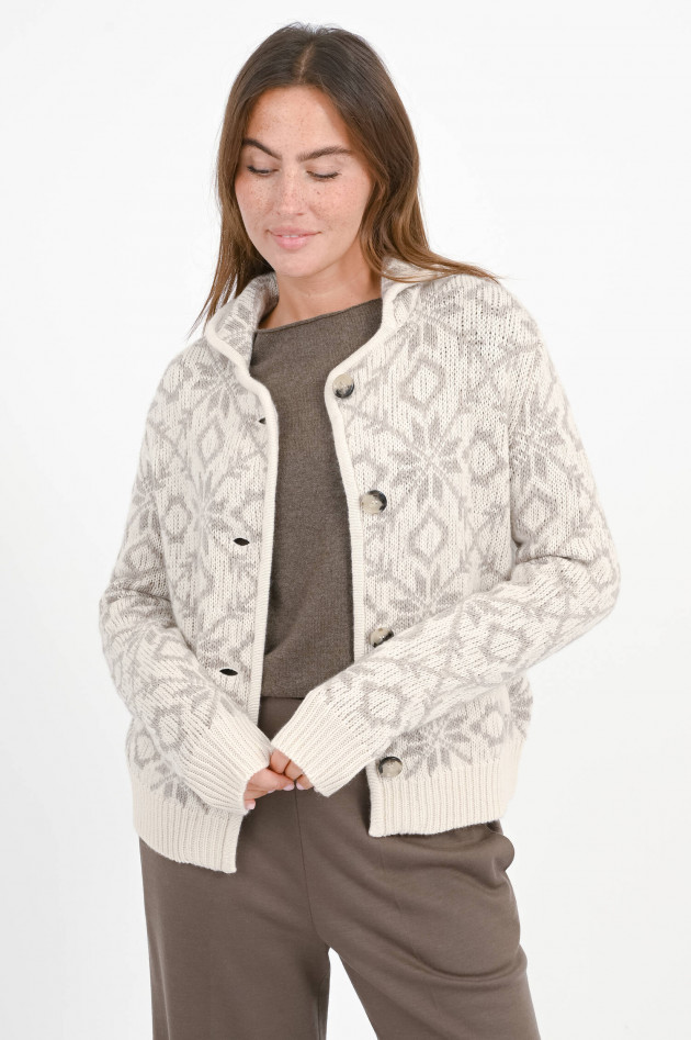 Allude Norweger-Strickweste in Creme/Taupe