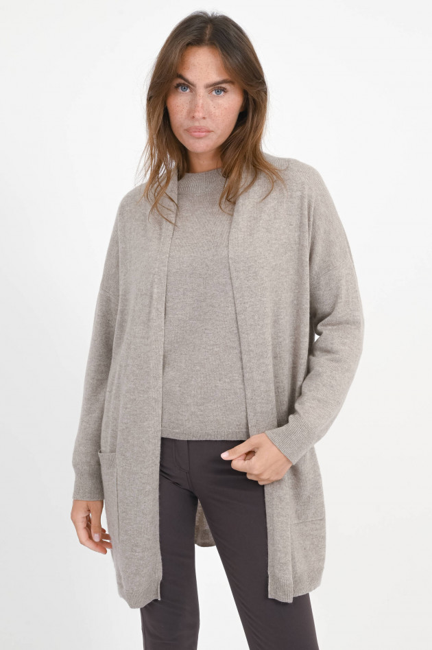 Allude Cardigan aus Cashmere-Mix in Beige meliert