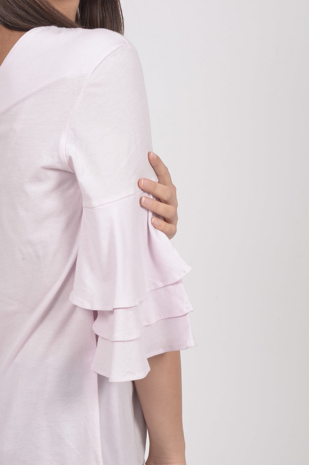 Allude Baumwollshirt mit Rüschen in Rosa