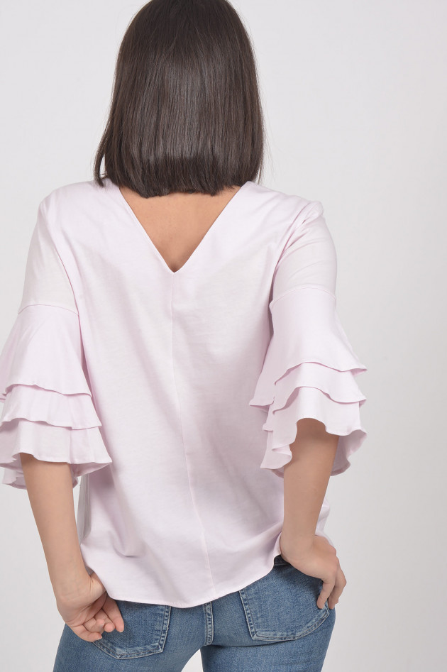 Allude Baumwollshirt mit Rüschen in Rosa