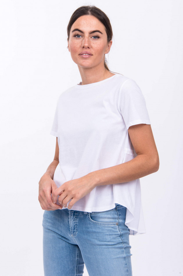 Allude Baumwollshirt mit Schößchen in Weiß
